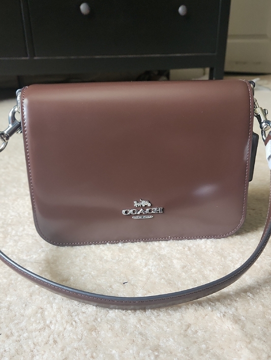 Coach Handbags - Coach Quinn In Spazzolato  Leather Crossbody Bag in Maple And Silver Hardware
